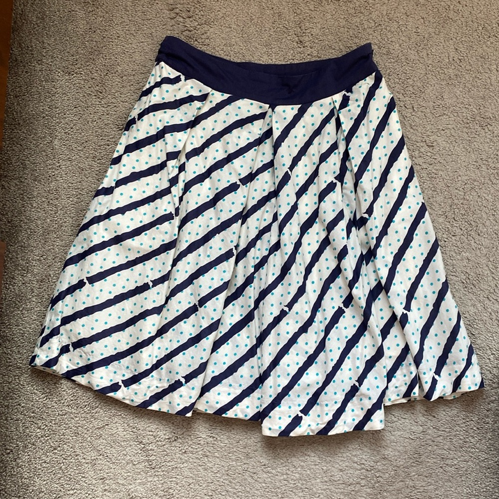Anthro Blue and white stripe 100% cotton skirt